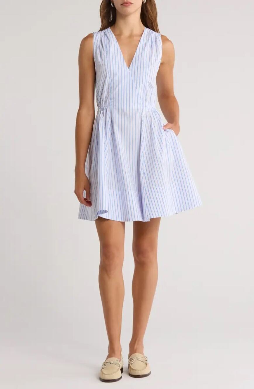 New DEREK LAM 10 CROSBY Tia Sleeveless Stripes Cotton Dress